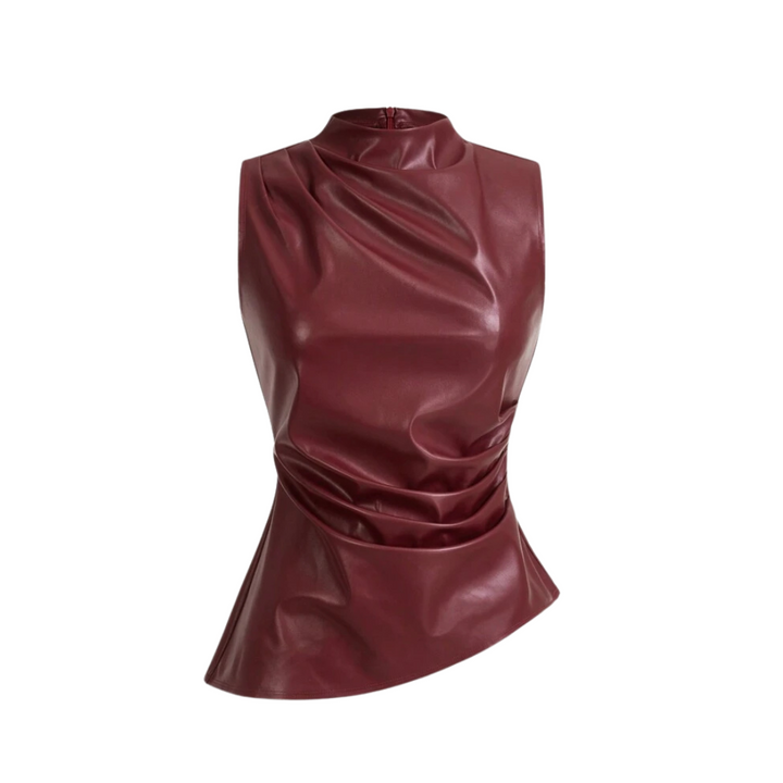 Iloria Burgundy leder Top