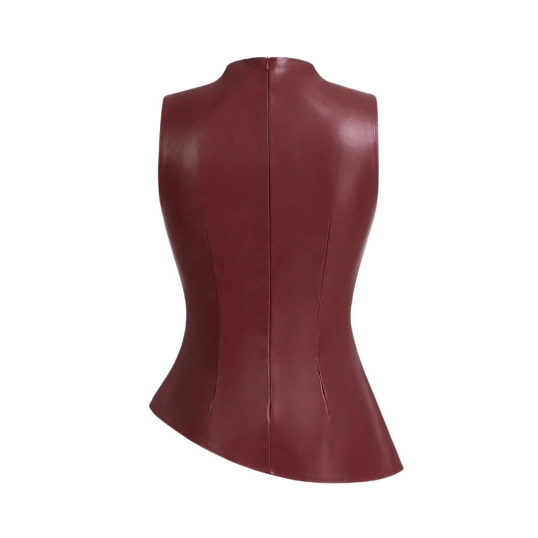 Iloria Burgundy leder Top